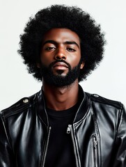 Fototapeta premium Portrait of a Distinguished African American Man with Salt and Pepper Afro