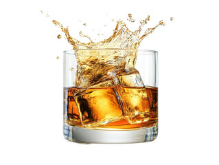 Isolated Whiskey Splash with Ice