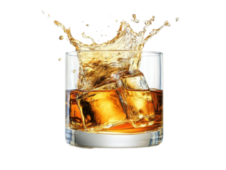 Isolated Whiskey Splash with Ice