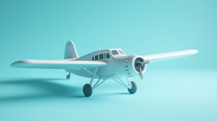 A miniature plane set against a pastel-toned backdrop.
