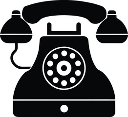 Telephone with Speakerphone Silhouette, Retro Telephone Vector