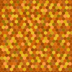 Warm autumn colors Abstract hexagonal honeycomb background Ordered geometric mosaic seamless pattern