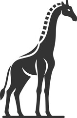 Giraffe standing still with its tail slightly curled vector silhouette