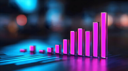 Vibrant Neon Chart Data Visualization on Abstract Background