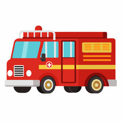 A Red Firetruck Emergency Vehicle Illustration for Kids