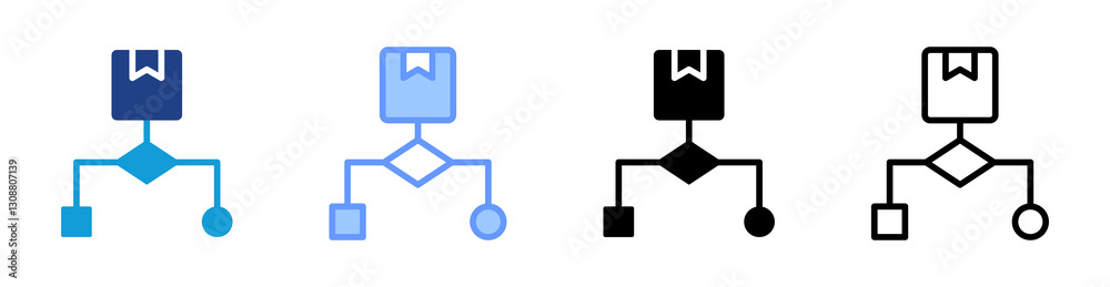 Fototapete Algorithm icon set multiple style collection