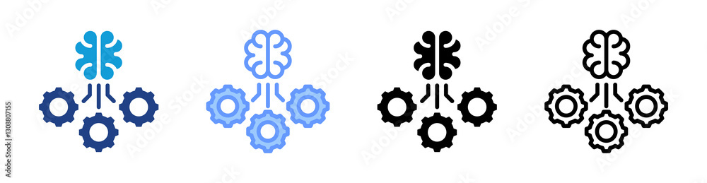 Poster Machine Learning icon set multiple style collection