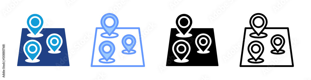 Poster Mapping icon set multiple style collection