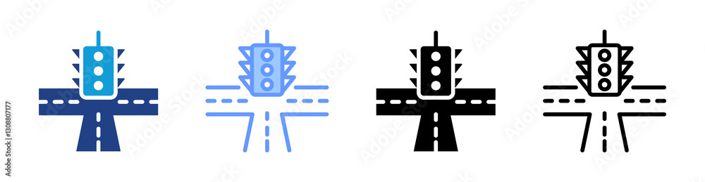 Poster traffic icon set multiple style collection