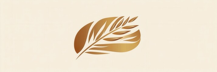Minimalist bread logo featuring an abstract loaf silhouette and wheat texture in warm beige and gold tones