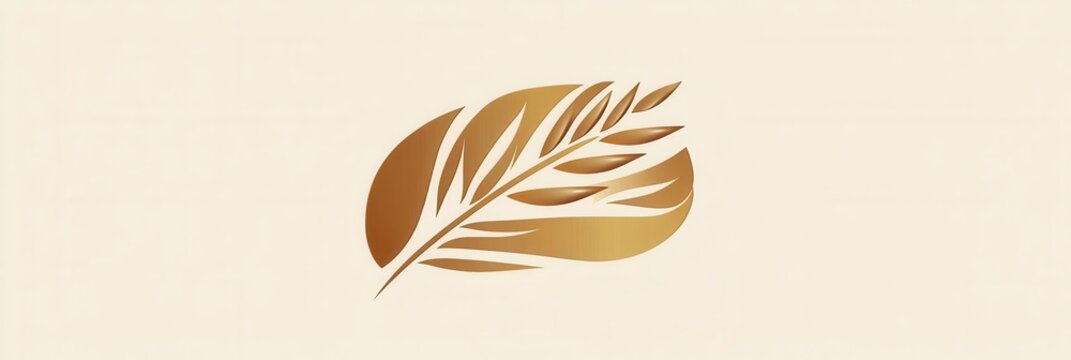 Minimalist bread logo featuring an abstract loaf silhouette and wheat texture in warm beige and gold tones