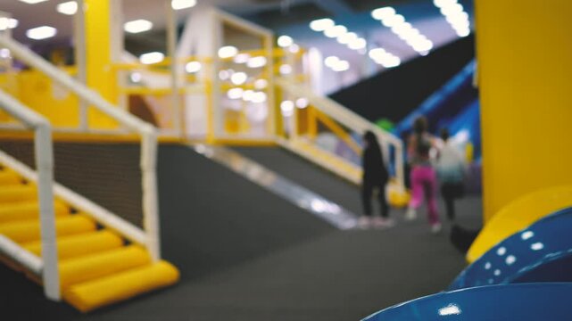 Children Run On Playground Slow Mo Blur Mod