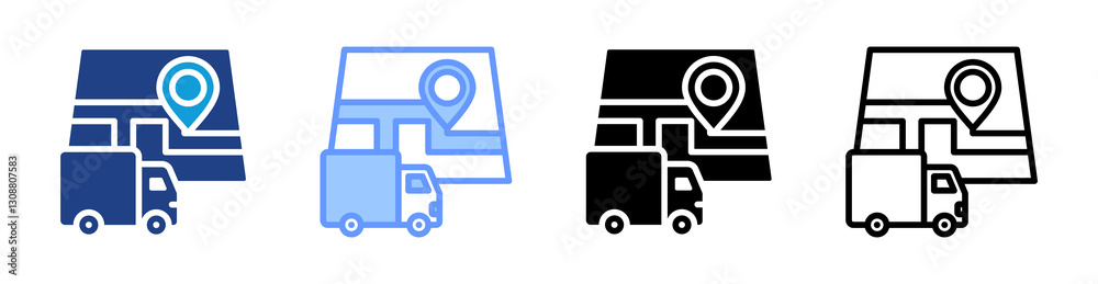 Poster delivery zone icon set multiple style collection
