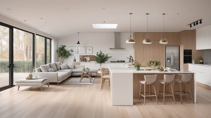 Fototapeta premium Minimalist Architectural Sketch of a Modern Cabin Interior with Forest Views
