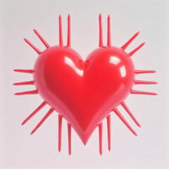 a simple geometric heart icon with thin red lines extending outward representing the circulatory system