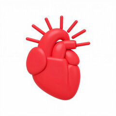 a simple geometric heart icon with thin red lines extending outward representing the circulatory system