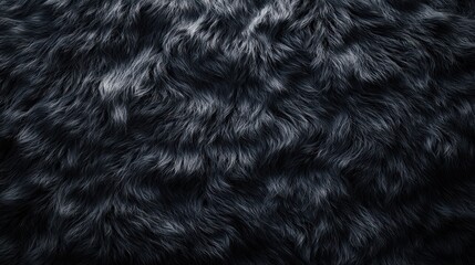 A close-up of soft, dark fur texture, showcasing its wavy pattern and sheen.