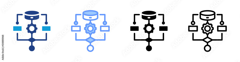 Fototapete Algorithm icon set multiple style collection