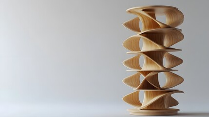 A modern rotating bookshelf with multiple circular shelves, standing alone on a neutral background