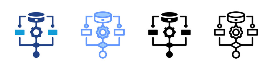 Fototapeta premium Algorithm icon set multiple style collection