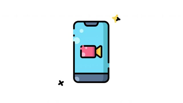 Smartphone with a video camera icon animation