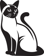 Siamese cat vector in black and white