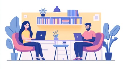 IT manager mentoring junior staff in a cozy tech office 