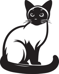 Siamese cat vector in black and white