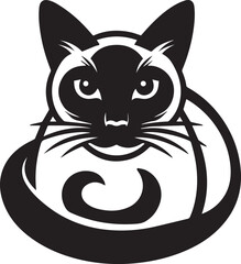 Siamese cat vector in black and white