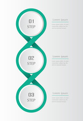 Vector infographic template with 3 steps, options, parts or processes. Presentation of teamwork or business processes. Concept of molecule or infinity sign.