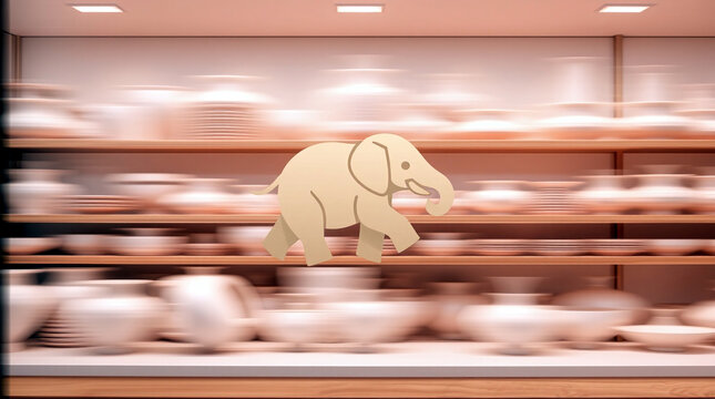 Ein Elefant in einem Porzellanladen. Er zerst&ouml;rt alles um sich herum ohne R&uuml;cksicht auf Verluste.
