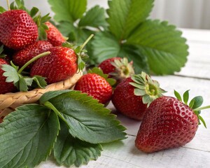 strawberries isolated on white