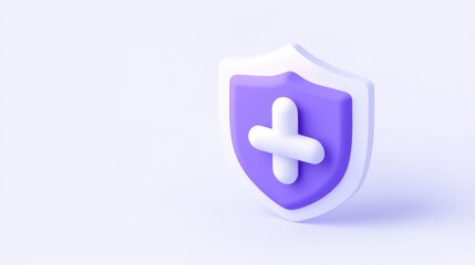 Obraz premium A purple and white shield shaped icon with two pills inside on a simple background, symbolizing urgent care, medical emergency, and healthcare urgency