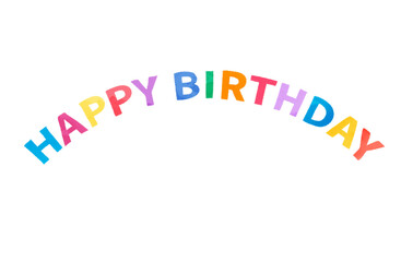 カラフルな「happy birthday」の水彩風文字