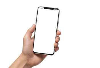 Modern Smartphone with Interactive Finger Action for App Mockups and UI Design on transparent background
