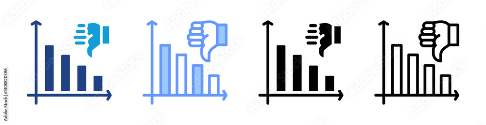 Aufkleber decline icon set multiple style collection