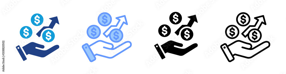 Poster profit icon set multiple style collection