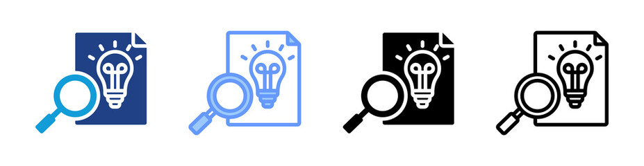 Research icon set multiple style collection