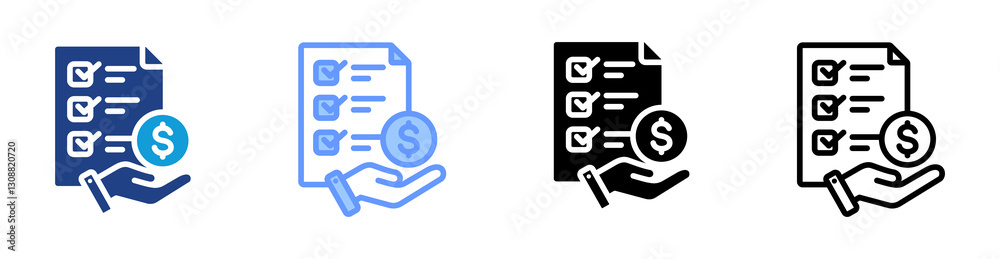 Poster Cost icon set multiple style collection