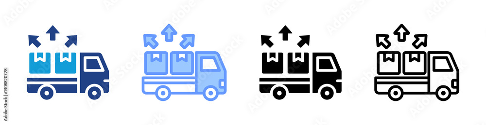 Aufkleber distribution icon set multiple style collection
