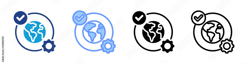 Poster Globalization icon set multiple style collection