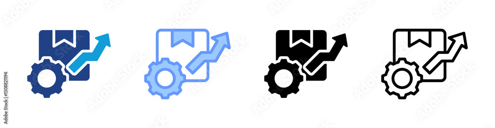 Poster product development icon set multiple style collection