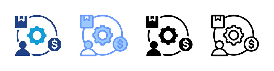 Value Chain icon set multiple style collection