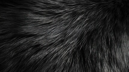 Close-up of shiny black fur, showcasing texture and depth.