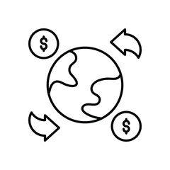 International Transfer icon vector stock illustration