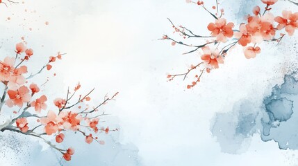 Chinese style ink wash flower painting