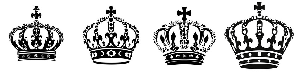 Set of a simple crown icon, isolated on a transparent background.