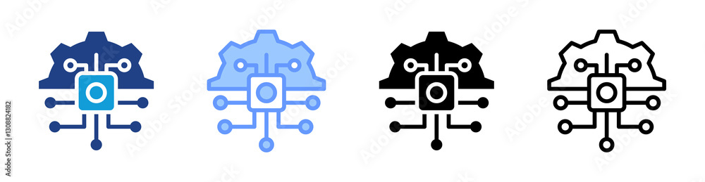 Aufkleber technology icon set multiple style collection