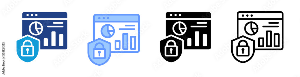 Poster Security icon set multiple style collection