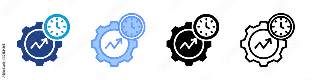 Poster efficiency icon set multiple style collection